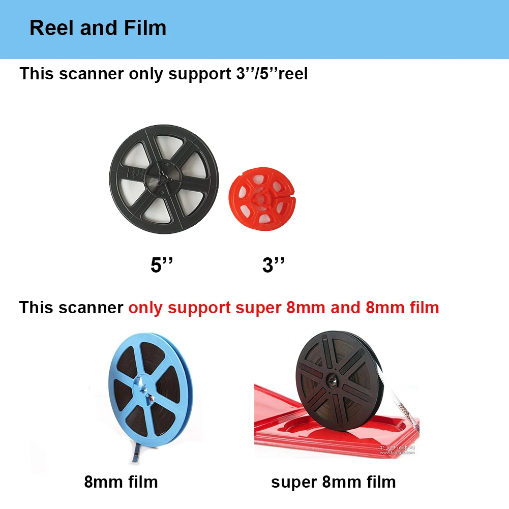 Winait Super 8/8mm Digital Roll Film Scanner Converts Film into Digital Video Max Support 5'' Reel