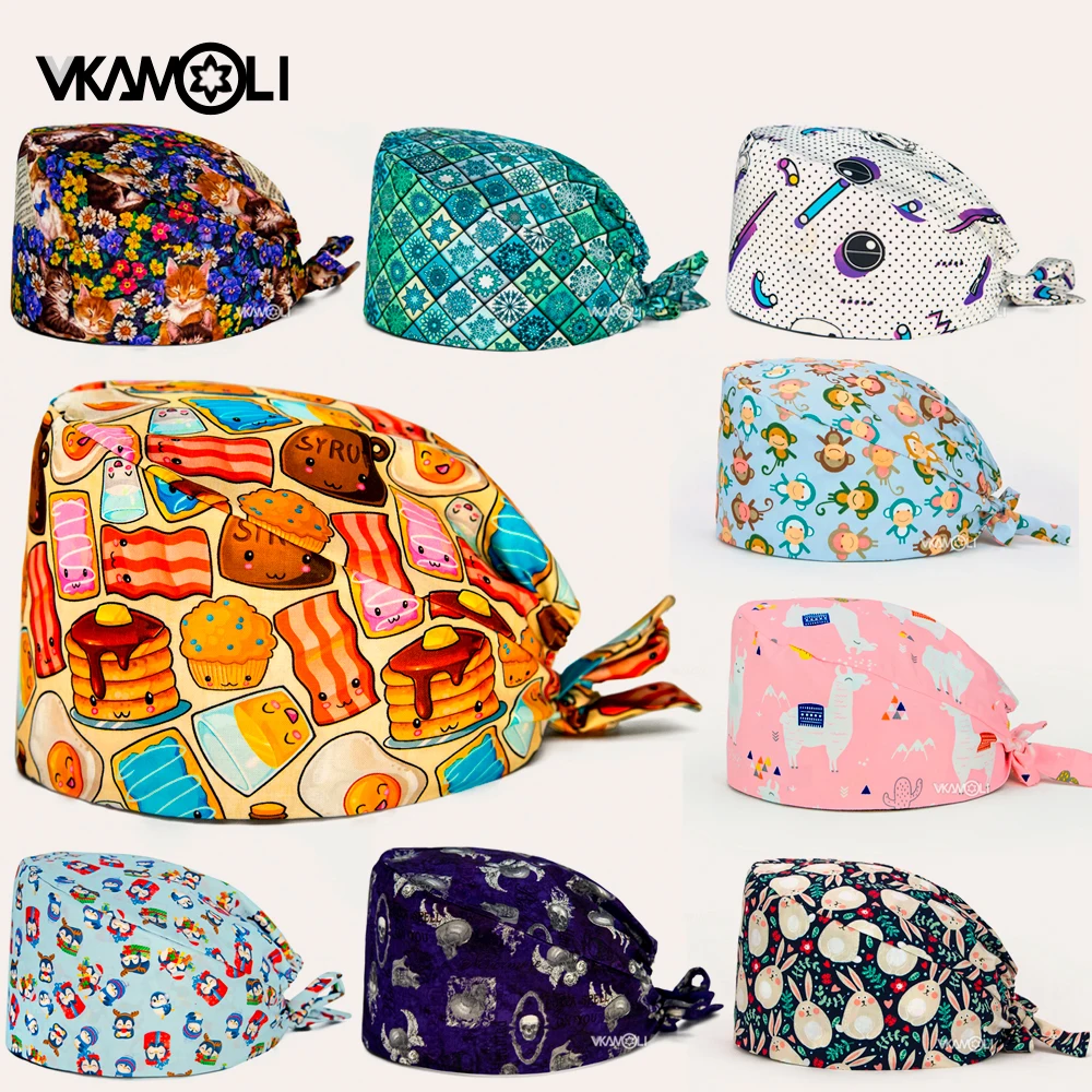 scrub hat print medical nursing caps for sale women hats and mens scrubs cap gorros quirofano mujer con goma