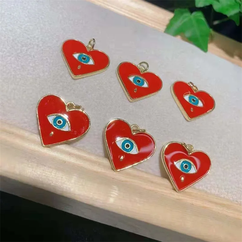 2Pcs Colorful Heart angel eyes pendant,color plating charm jewelry,fashion jewelry pendant Necklace 2Pcs Colorful Heart angel e
