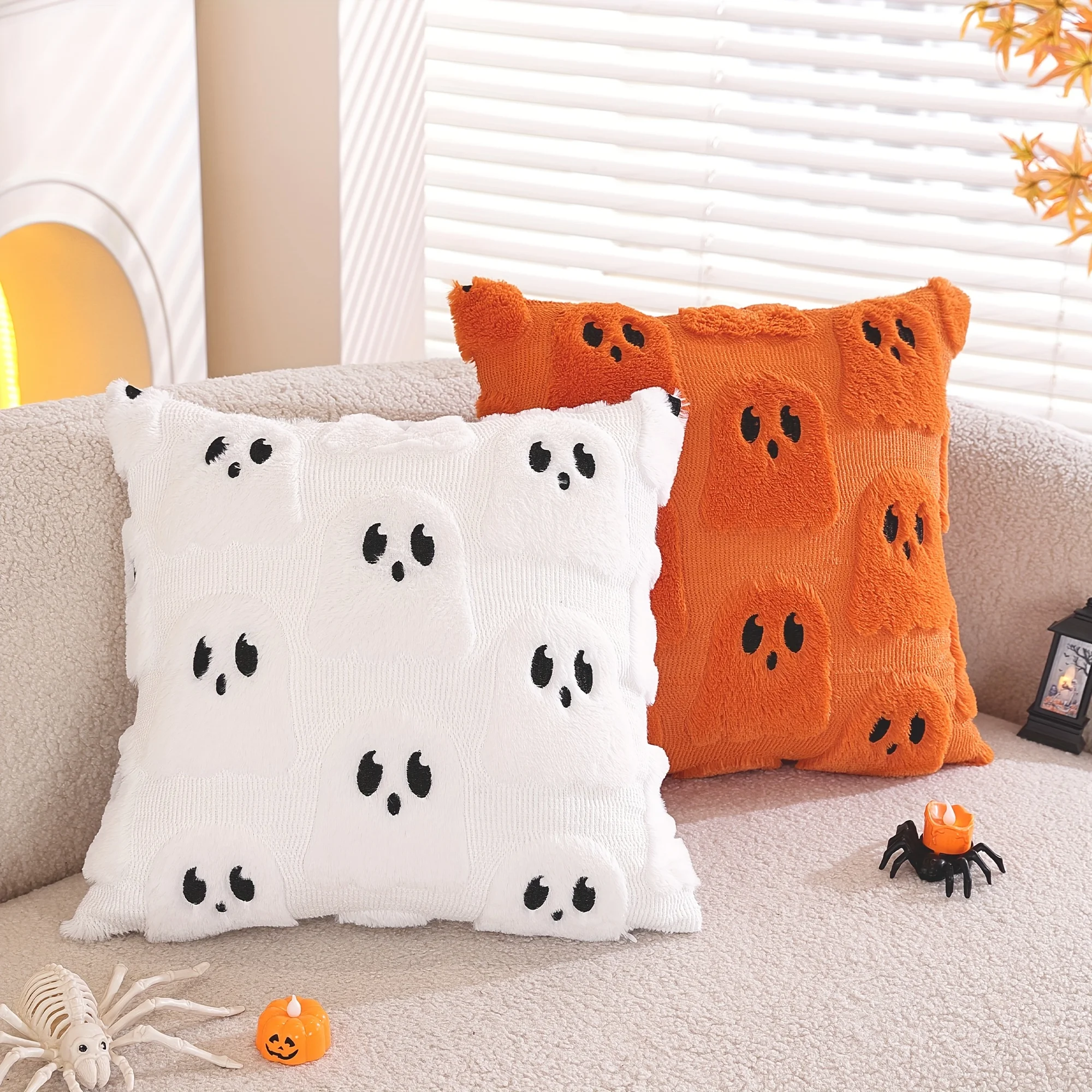 Halloween-Themed Adorable Ghost Pillow Cover with Zipper,Perfect for Seasonal Decor and Gifts, Seasonal Home Decor