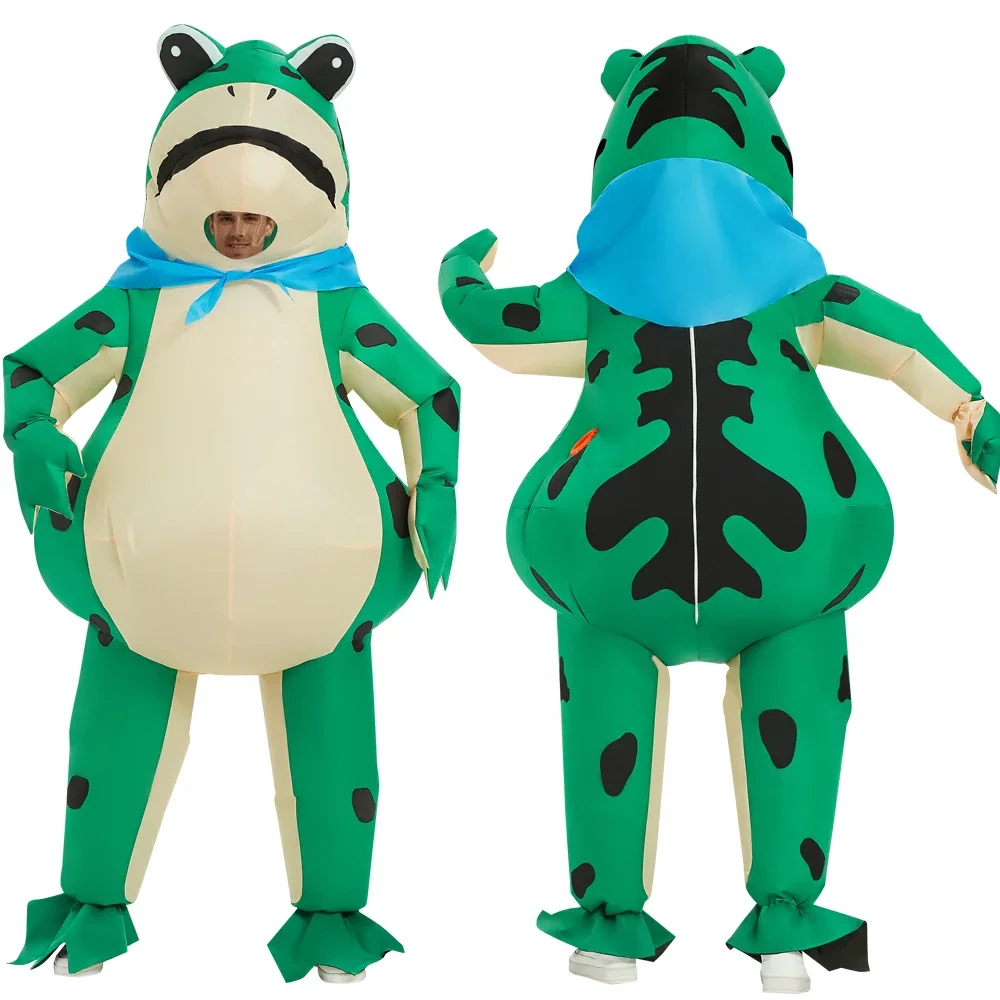 

Adult Frog Funny Mascot Costume Inflatable Suit Toad Cartoon Doll Walking Performance Clothes Carnival Cosplay Prop