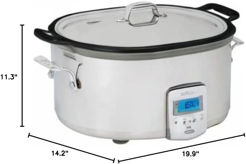Stainless Steel Electric Slow Cooker 7 Quart, Aluminum Insert, Programmable LCD Screen Digital Timer, SD700350, Silver 5