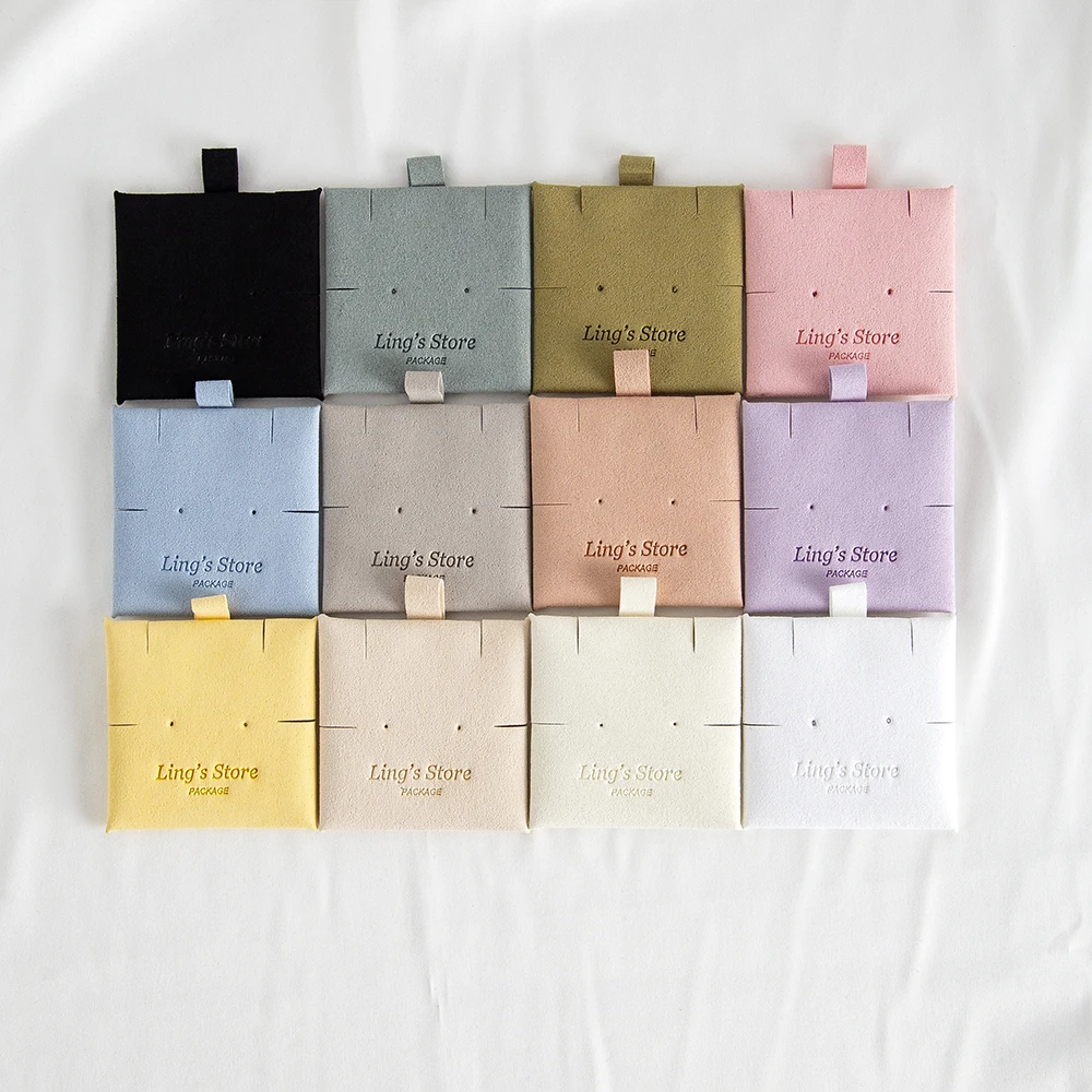 50 Stück Weiße Schmuck-Displaykarten mit Eigenem Logo, Ohrring- und Halsketten-Beutel, Zubehör-Verpackung, Mikrofaser-Pads für DIY-Schmuckboxen und -Taschen – Detail 1