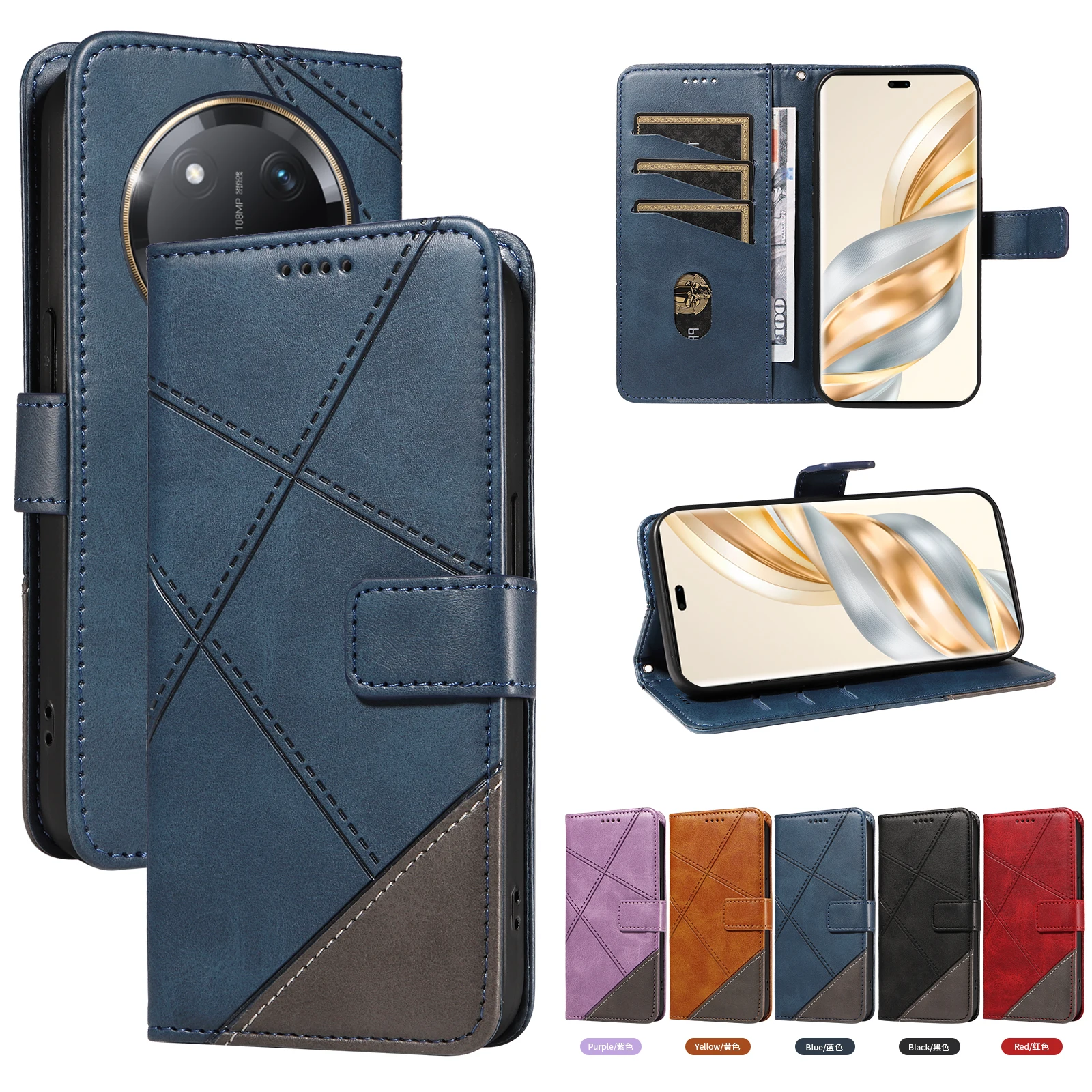 Elegant Leather Flip Stand Wallet Case - Premium Phone Cover