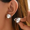 Boucles d'oreilles rondes à grande boule en acier inoxydable pour femmes et filles, Punk, mode géométrique demi-métal, bijoux de fête tendance, cadeau