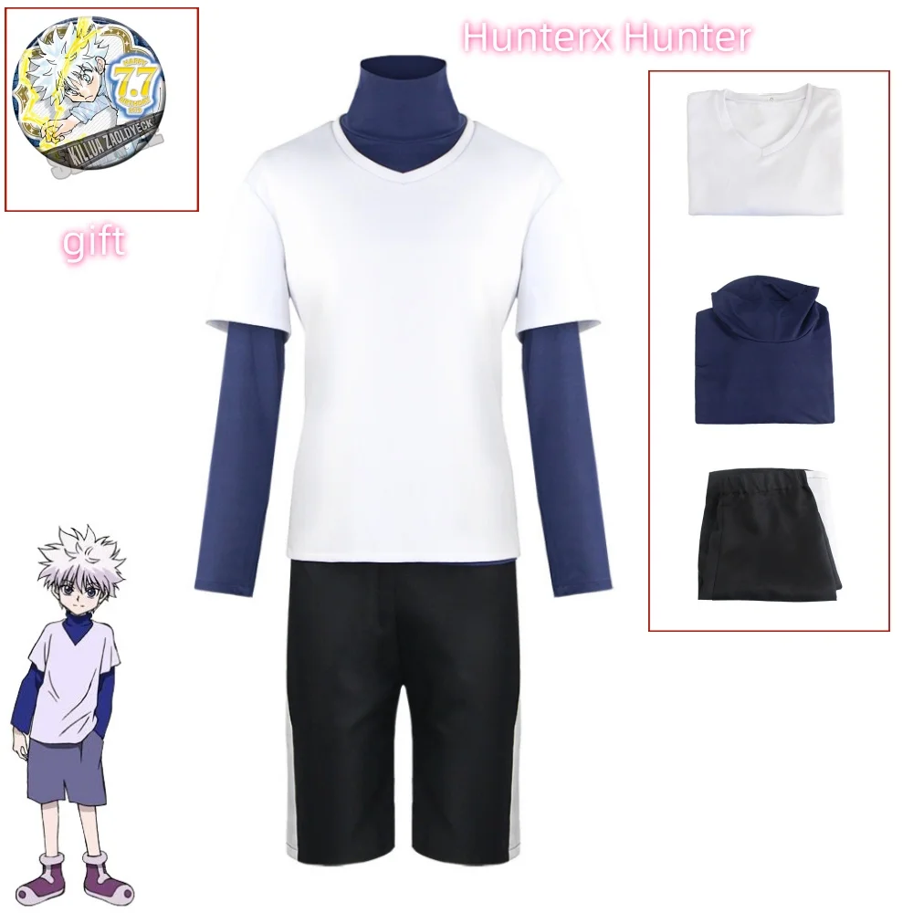 thumbnail image 1 of Hunter x Hunter Killua Zoldyck disfraz de Cosplay número 99 insignia Halloween Navidad fiesta Cosplay traje camisa peluca corta blanca, 1 of 2