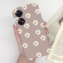 Fashionable Heart & Flower Cat Design Silicone Shockproof Phone Case - Frosted Back Cover for Oppo Reno 8T 4G (MT35)