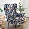 Printed Elastic Wing Chair Cover Stretch Spandex Sofa Slipcovers Sloping  Armchair Case with Seat Cushion Covers Hogar 4