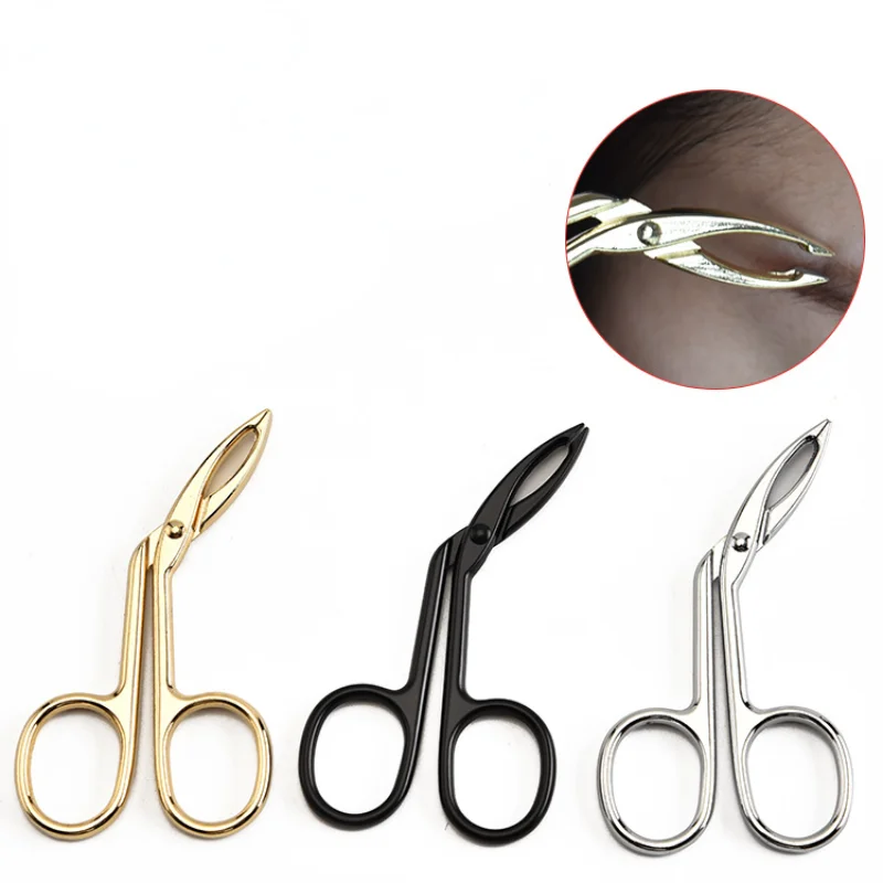 Description Picture 2 of itemProfessional Elbow Eyebrow Pliers Clip Scissors Tweezers Straight Pointed Stainless Steel Eyebrow Plucking Makeup Beauty Tools