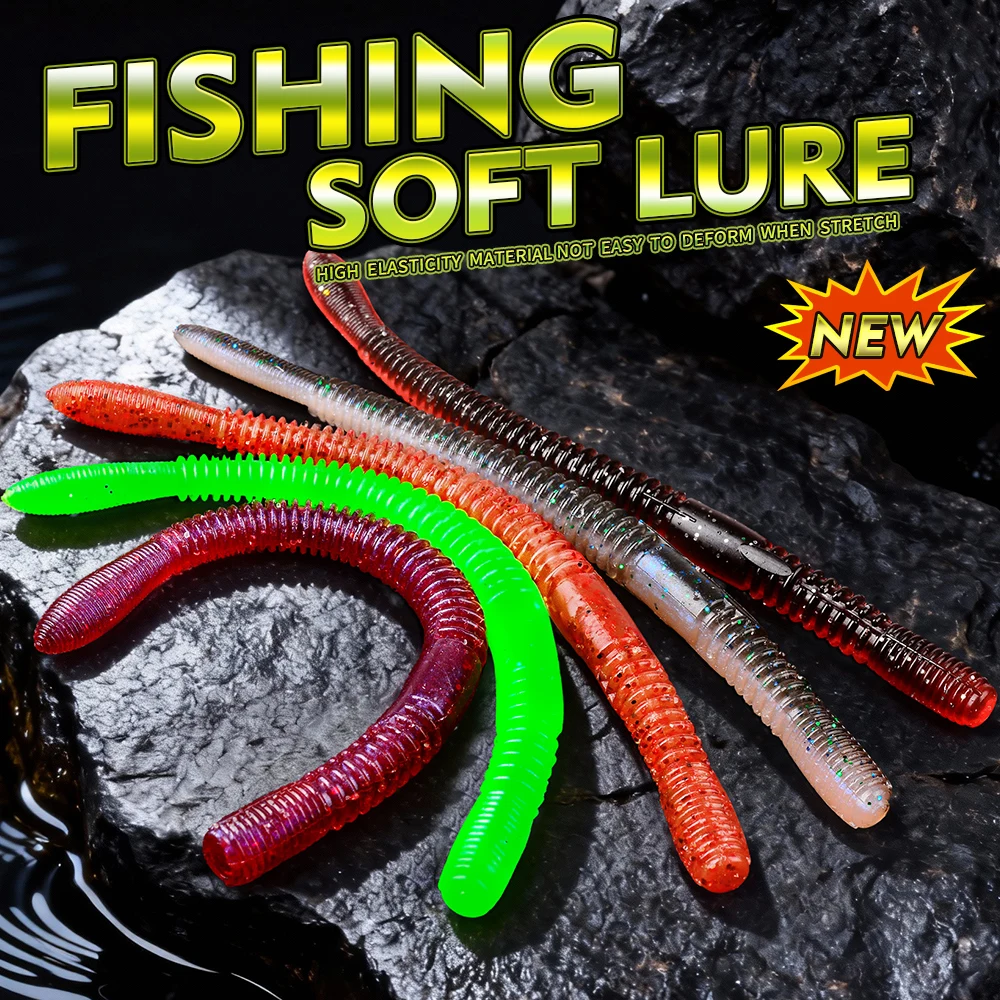 PROBEROS 8/20 Stück 9cm 12cm Wurm-Softköder, Eiweiß-angereicherter, realistisch wackelnder, elastischer Nudelwurm-Köder, langlebig – Detail 1