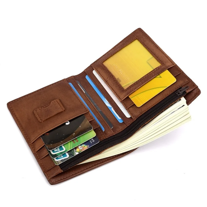 RFID Antitheft Wallet Retro Men's Wallet Cow Leather Clutch Wallet  Short Wallet  Money Clip  Coins Purse Card Holder  Notecase