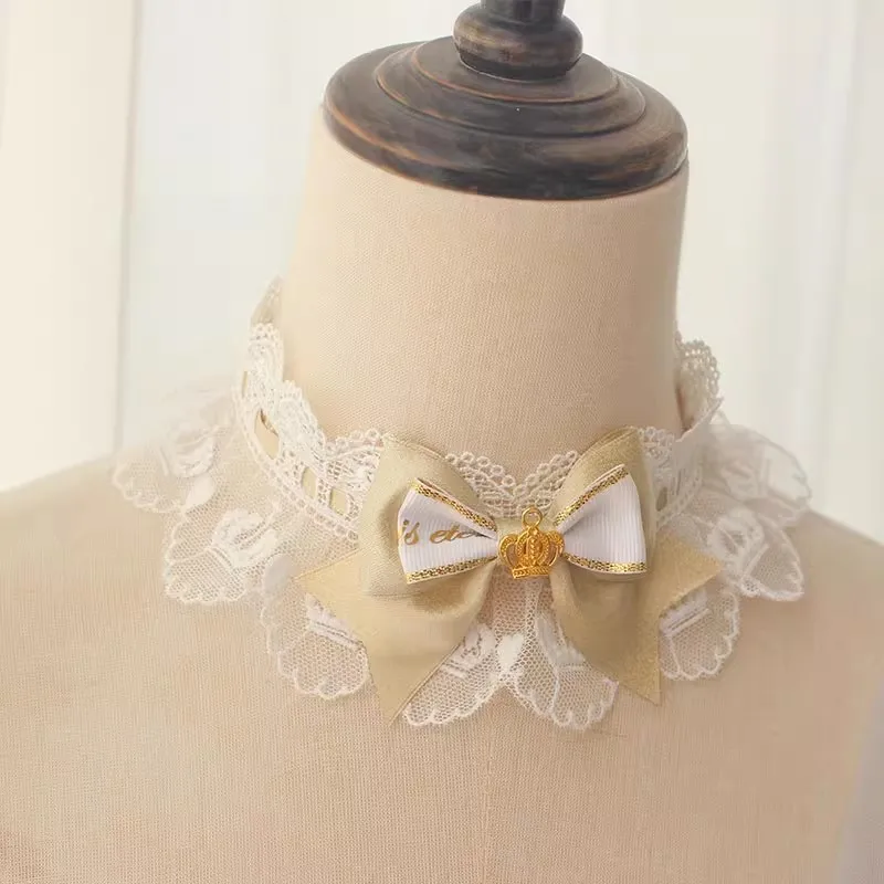 Black Golden Palace Retro Lolita Necklace Tea Party Gorgeous Lace Heavy Duty Neck Chain Dream Bow
