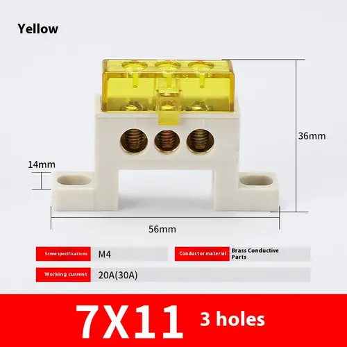 Zero wire terminal 3/4/5/6/7/10-Hole Distribution Box Terminal Block dustproof Ground Copper Bar Bridge type Busbar With cover - Image 32