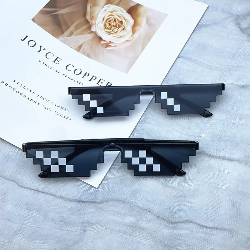 2 Stück Mosaik Sonnenbrille coole Party Vintage Sonnenbrillen Brillen für Männer pixel ige Sonnenbrille lustige Frauen Brille