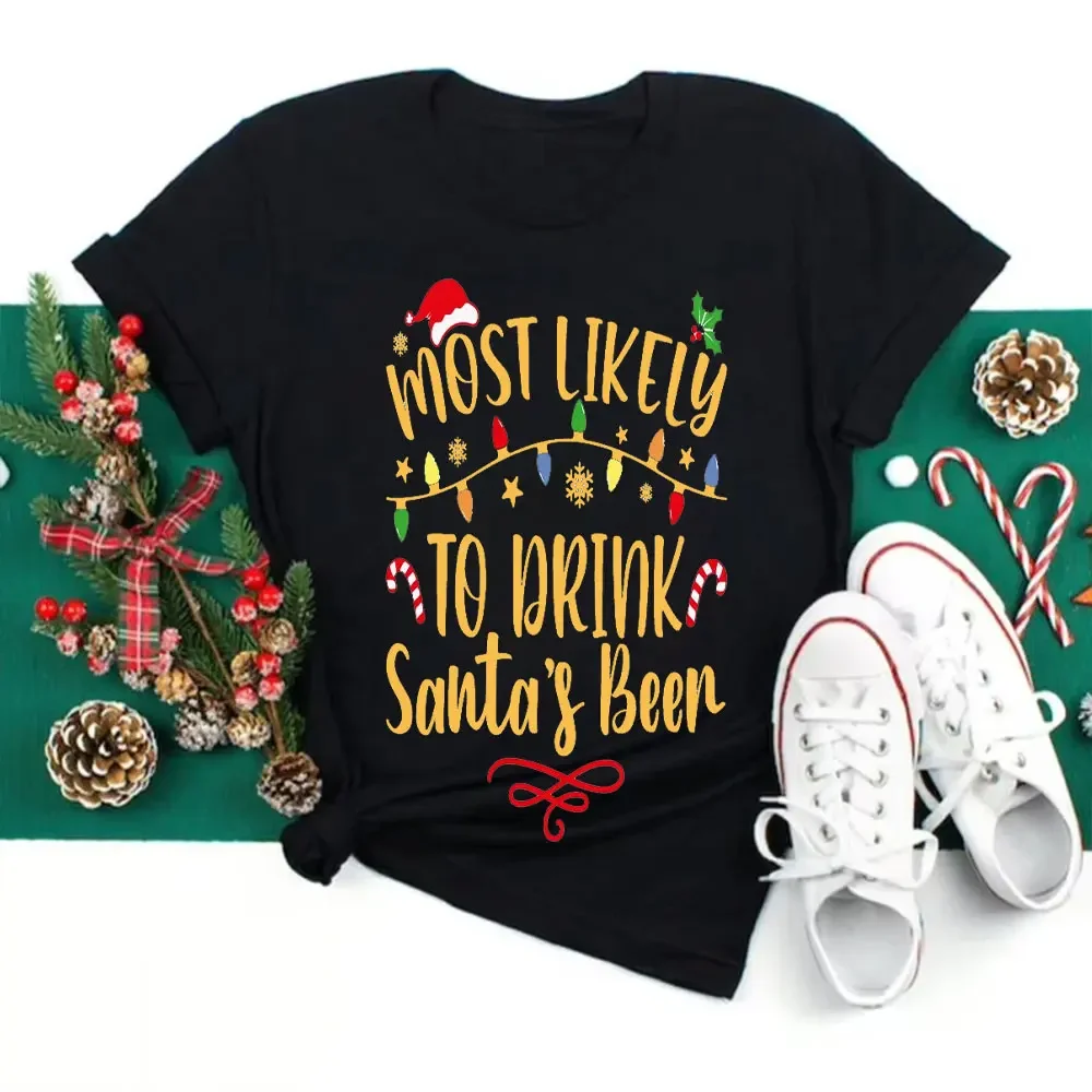 

Christmas Family Matching Women T-Shirt Merry Christmas Tshirt Top Fashion Ulzzang Streetwear Oversized Tees Black Harajuku Tops
