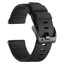 Canvas Watch Strap, 22mm Width - Versatile and Stylish Wristband Replacement - Forerunner 970 (Black)