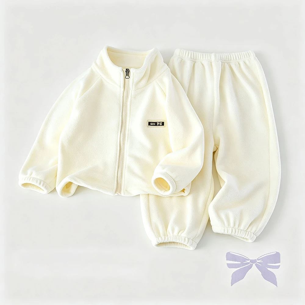 Winter Kids Fur-Lined Hoodie & Pants Tracksuit Set
