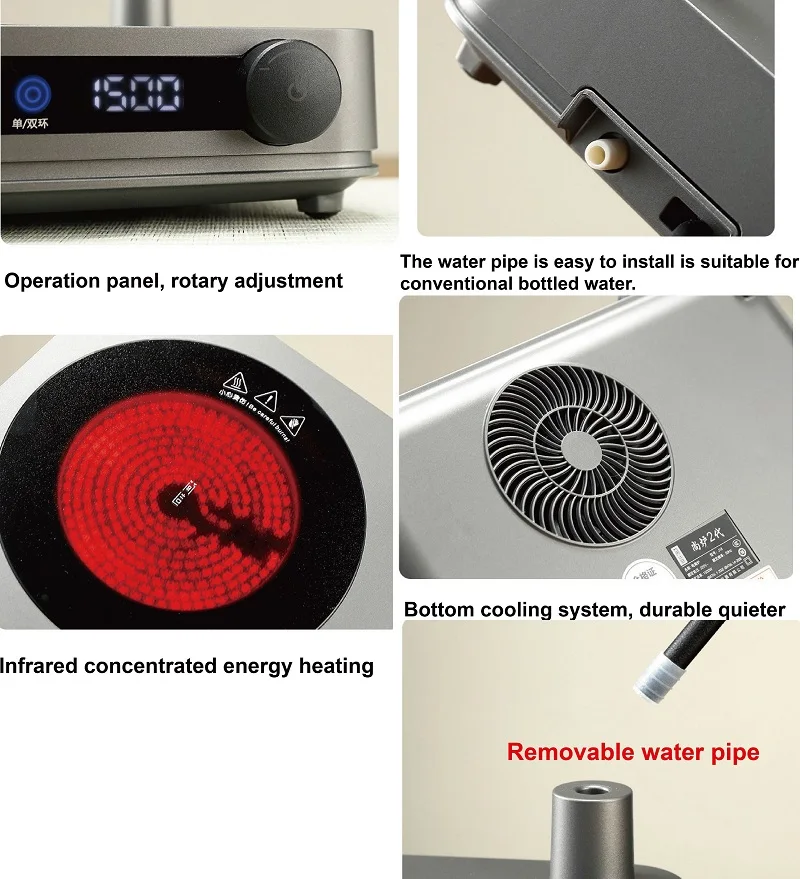 220V Automatic Water Supply Electric Ceramic Stove Tea Maker High Power Water Pumping Induction Cooker Desktop Tea Stove 1500W 4
