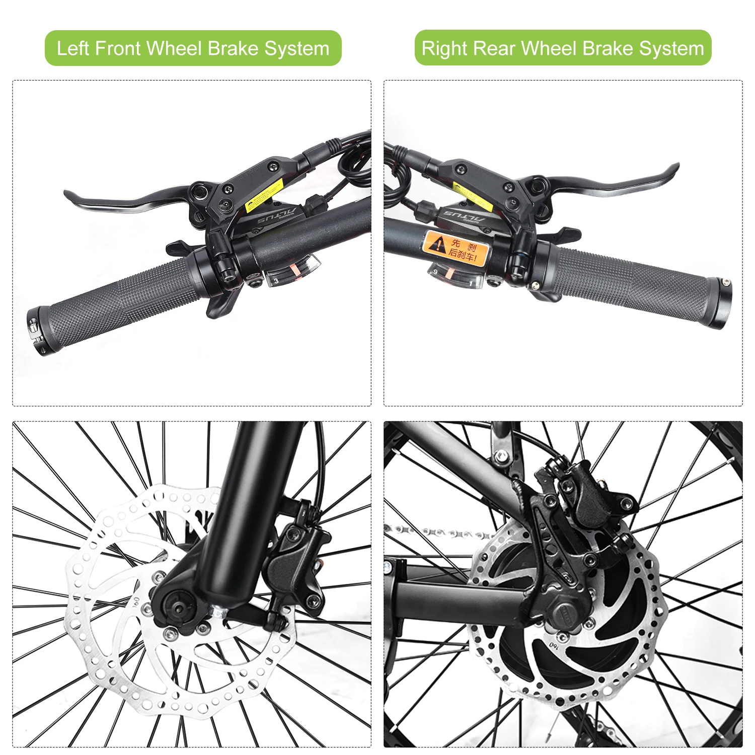 DAZZLEEX Set Freno A Olio Idraulico Per E-Bike - Kit Freno A Disco Anteriore E Posteriore Con Pinza - Lunghezza Tubo 850/1550mm - Per Dischi 140-180mm