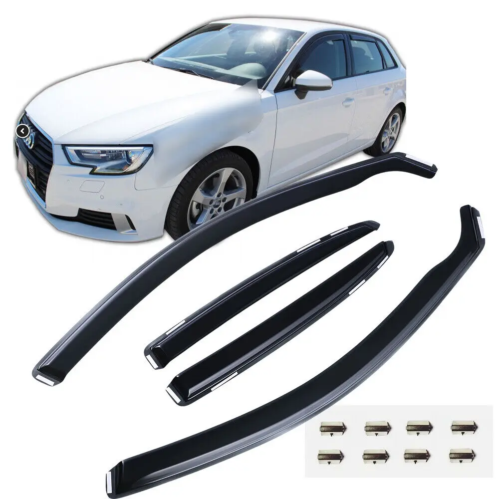 Windscreens For Audi A3 or S3 MK3 Door Saloon Wind Deflectors 4pc + 10XClips