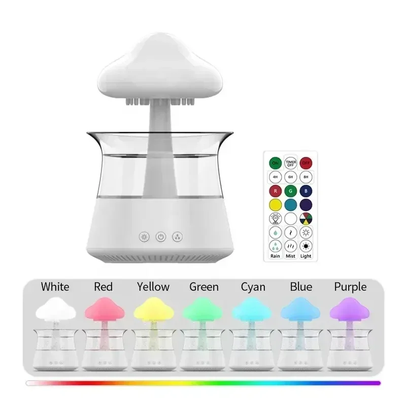 

Rain Cloud Humidifier Essential Oil Diffusers Aroma Diffuser Water Flow Speed 7 Color Light Raindrop Humidifier For Home
