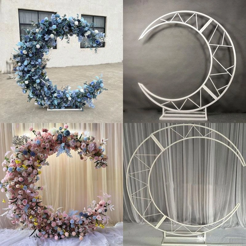 

Wedding Moon Bow Party Background Support Metal Iron Arch Home Decor Floral Crescent Background Decoration
