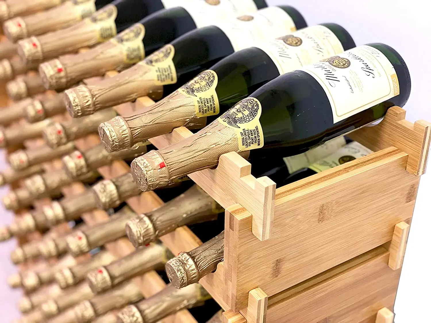 Bamboo Stackable 72 Bottles Bottle Wine Rack Freestanding Floor Wine Holder Stand Storage Organizer Display Rack