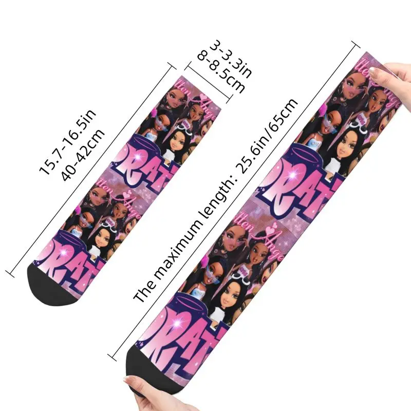 Bratz Rock Angelz Doll Collage Mens Crew Socks Unisex Cute Cartoon Tv Movie Spring Summer Autumn Winter Dress Socks