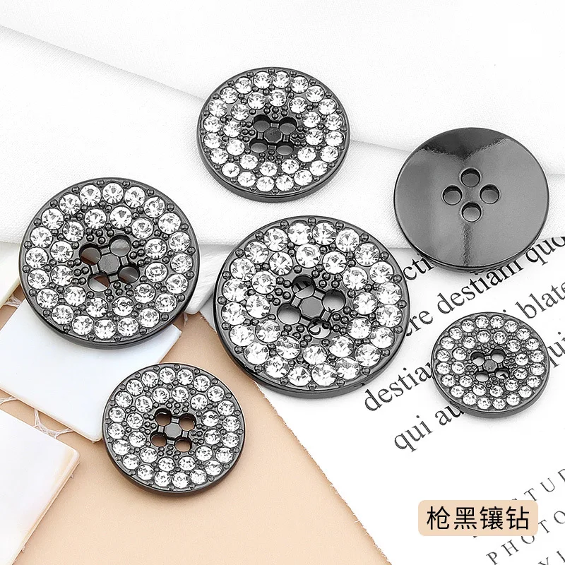 10pcs High-end Round Shank Clear Rhinestone Crystal Diamond Metal Buttons for Clothing Coat Cardigan Sweater Sew Accessories 3