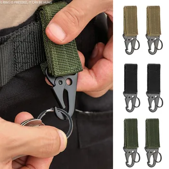 2/5 PCS.Tactical Hanging Buckle Molle Nylon Webbing Carabiner Belt Triangle Keychain for Outdoor Climbing Camping Tool Accessory