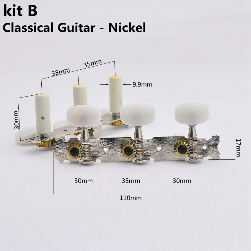 Classical Guitar 9.9mm Machine Heads Tuners Acoustic Guitar 6.0mm Machine Heads Tuners 1 Set
