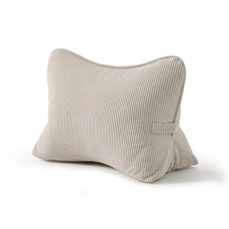 Pat. Pend. Corduroy Lumbar Support Back Pillow for Watching TV Reading and Gaming Ergonomic Triangle Support Cushion for Sofa A