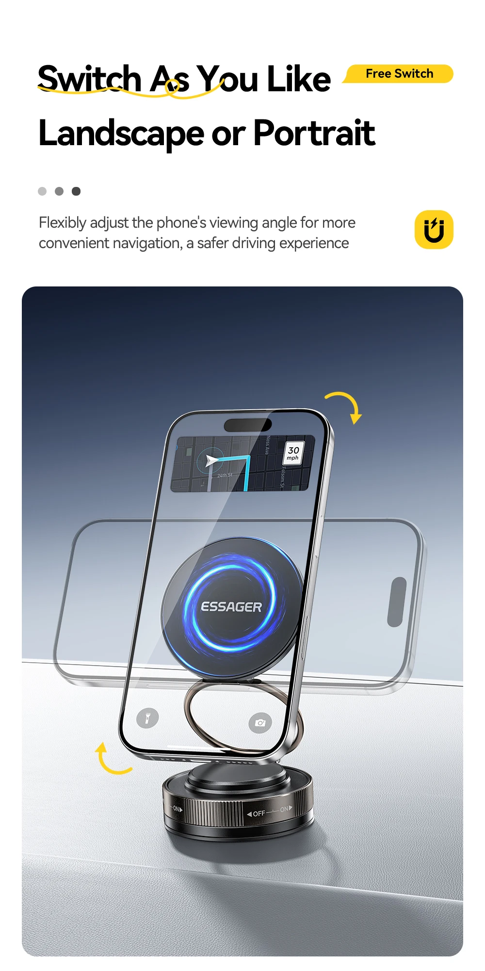 Magnetic Suction Cup Phone Holder 360° Rotatable for iPhone 16 15 14 13 Pro Max