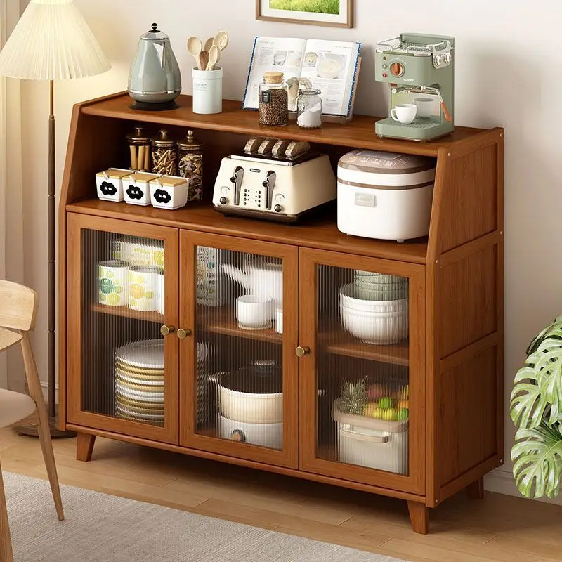 DE 3 Sideboard Cabinet Tea Cabinet New Chinese Style Simple Kitchen Storage Living Room Wall Dustproof Storage