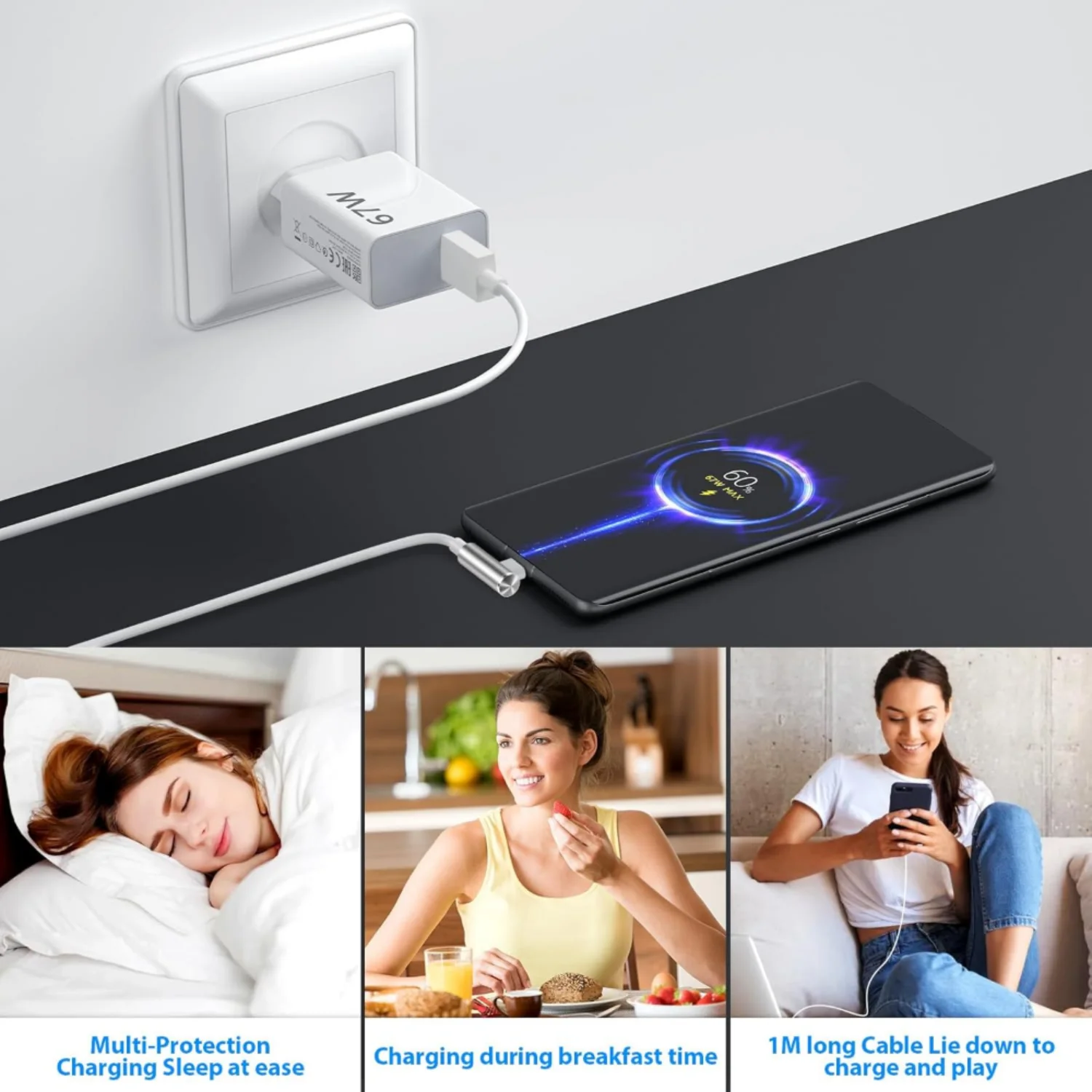 67W Super Fast USB Charger For Xiaomi 13 14 15 Ultra Redmi Note 14 15 Pro POCO F6 F7 X6 X7 Pro Type C Rapid Charging Elbow Cable