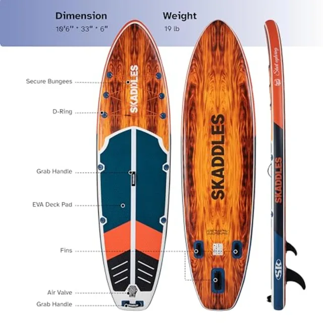 Inflatable Stand Up Paddle Board for fishing yoga fitness family fun; PVC material; blue; 106 with non-slip deck and complete a