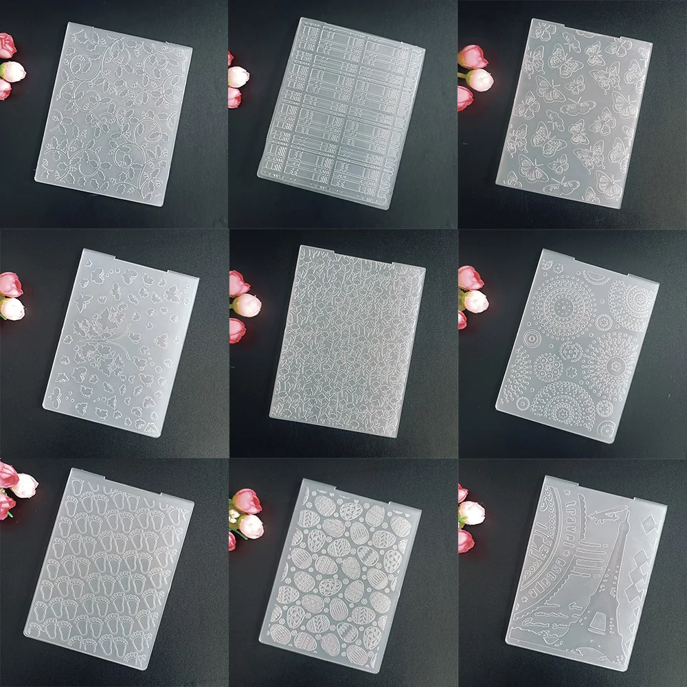 AZSG Easter Butterfly Trees Embossing Folder Transparent Plastic Plates Design For DIY Paper Card Decoration Embossing Cutting plastic embossing folder embossing folder