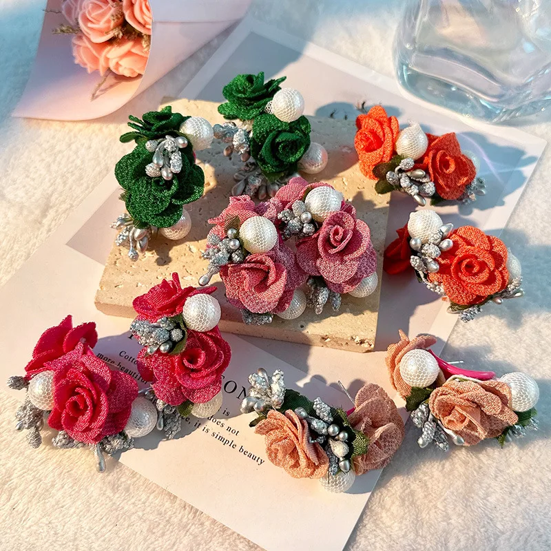 

Solid Color Floral Fabric Stud Earrings for Women Fashion Exaggerated Long Earrings Accessories Party