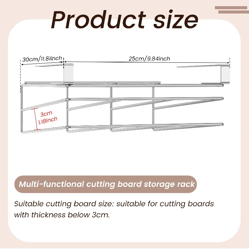 Under Cabinet Cutting Board Organizer Holder Kitchen Hanging Chopping Board Pot Lid Kitchenware Storage Rack Stainless Steel 5