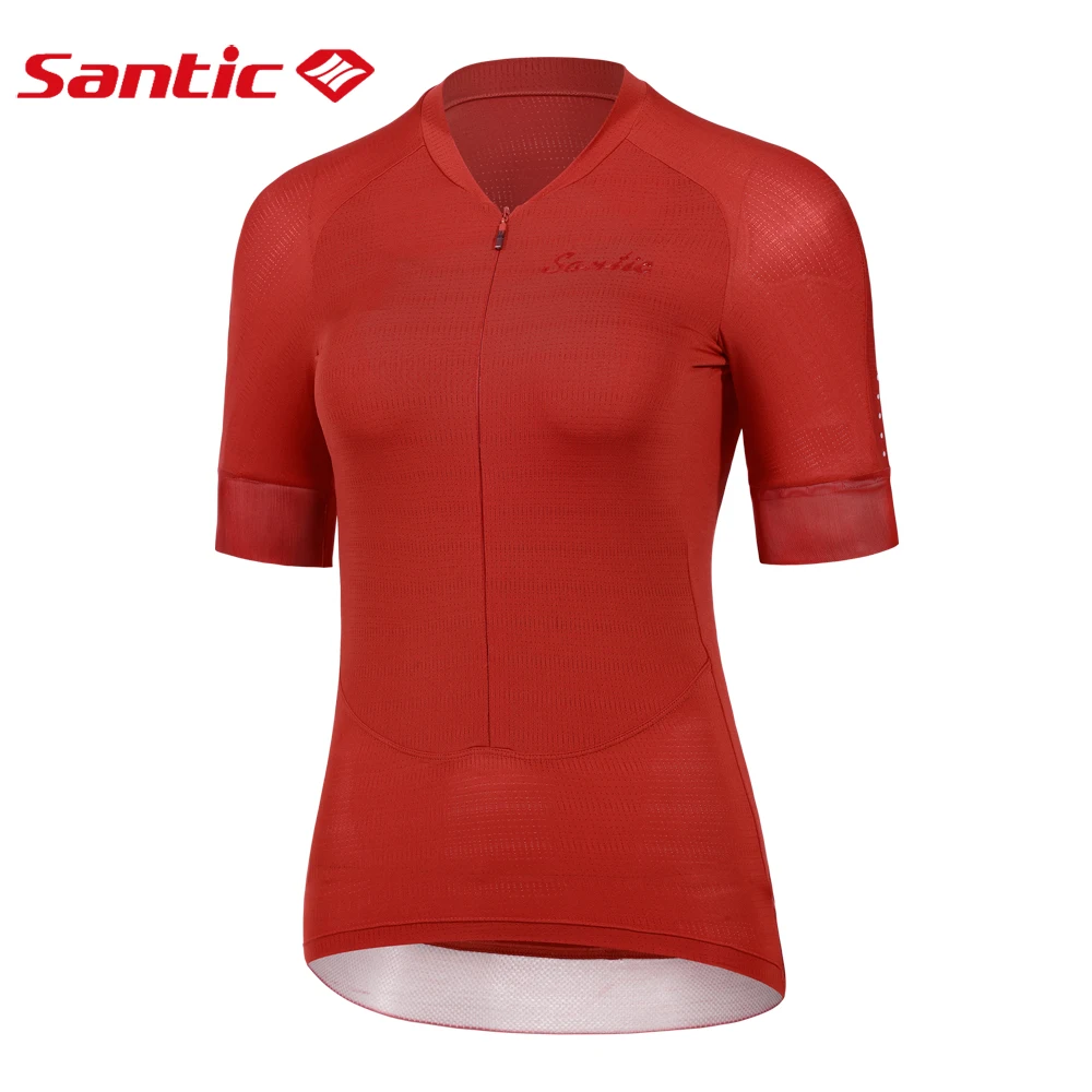Santic 여성용 야외 사이클링 저지, 반팔 자전거 의류, 속건성 반사 상의, 통기성 MTB 로드 라이딩 셔츠, 여름