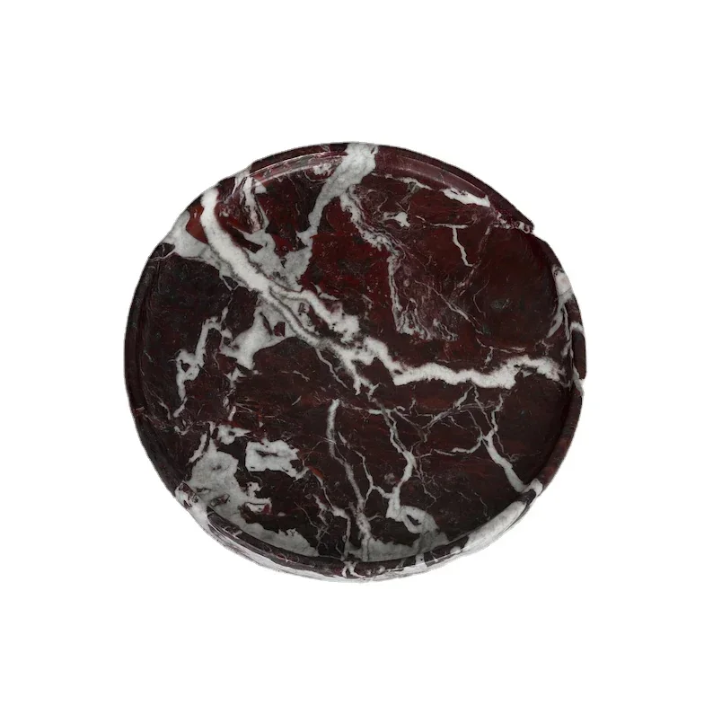D20x2cm Design Luxury Red Round Rosa Levanto Marble Tray Holder Collection Jewellery Display Serving Tray Jewelry Storage 3