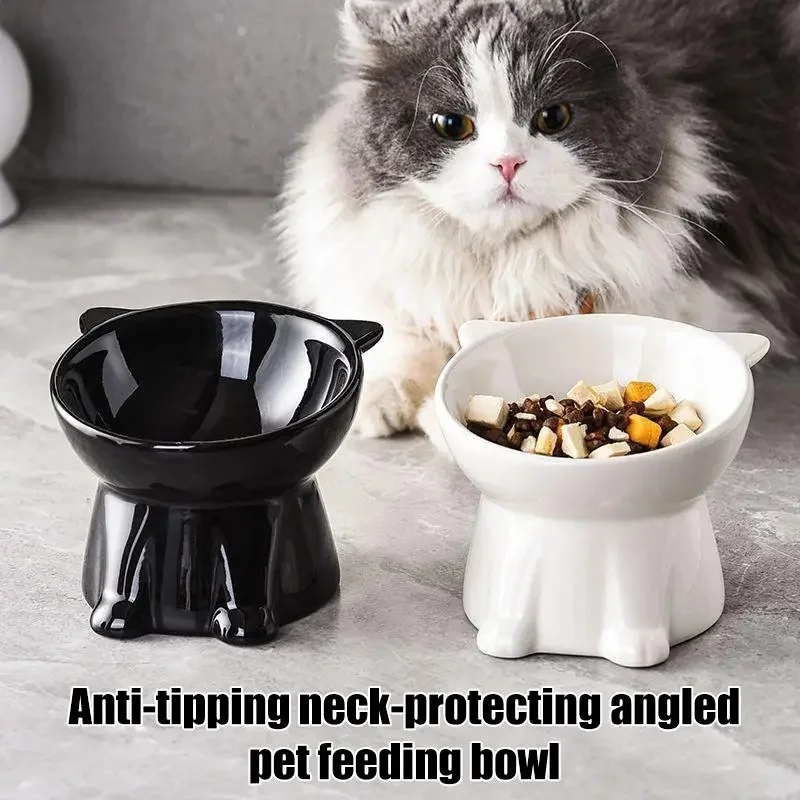 cat accessoriesElevated Slanted Anti Tip Cat Bowl Neck Protection Dual Purpose Pet Food Water Feeder Large Capacity Pet Supplies