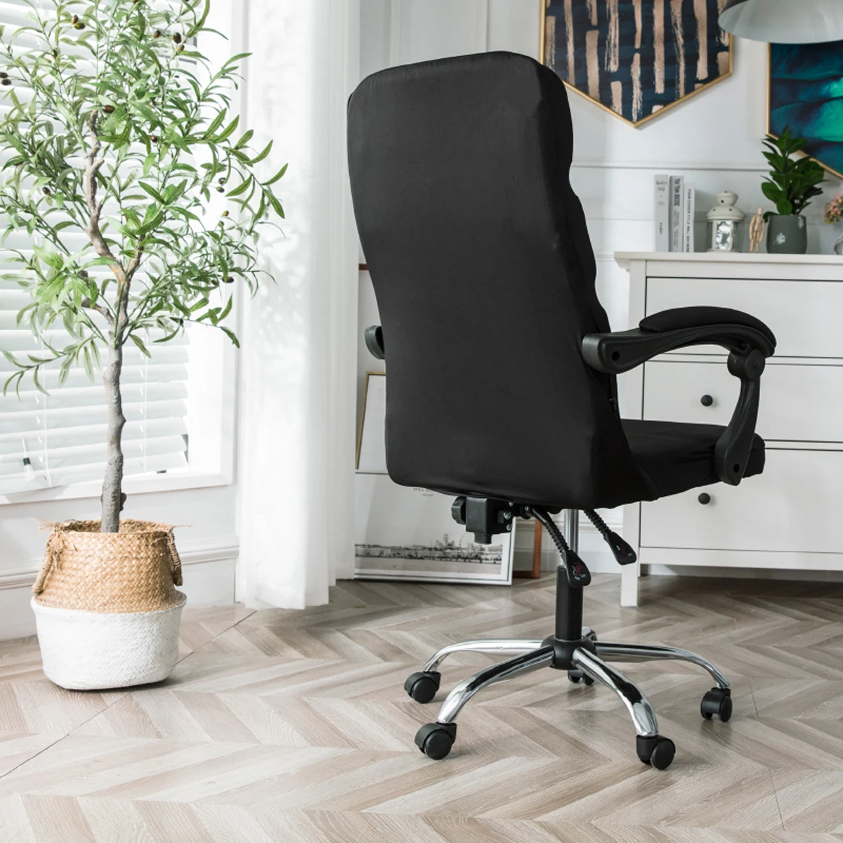 M/L Sizes Office Chair Cover Spandex Anti-dirty Removable Computer Seat Slipcovers