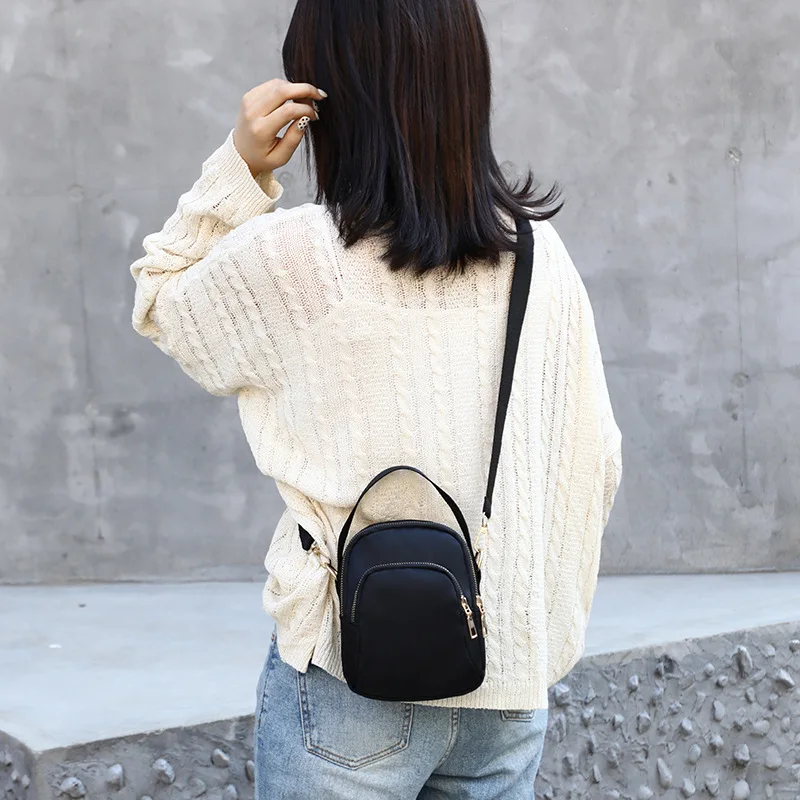 Fashion Women's Shoulder Bag Multifunctional Wallet Nylon Oxford Cloth Messenger Bag Zipper Mobile Phone Handbag Wrist Purse