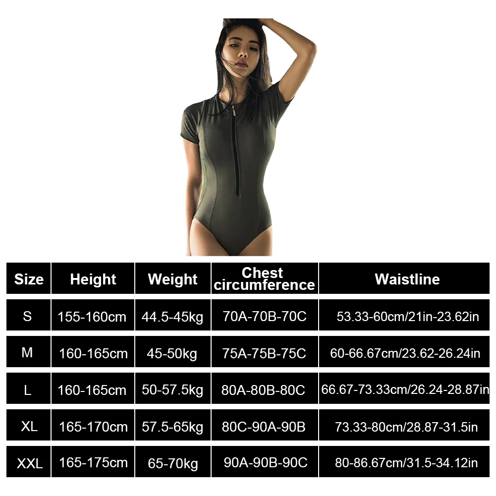 1Pc Sleeveless One Piece Swimwear Shorts Surf Suit Summer New Women Beach Sports Swimsuit Swimming Sexy Zipper Black Bikini Set