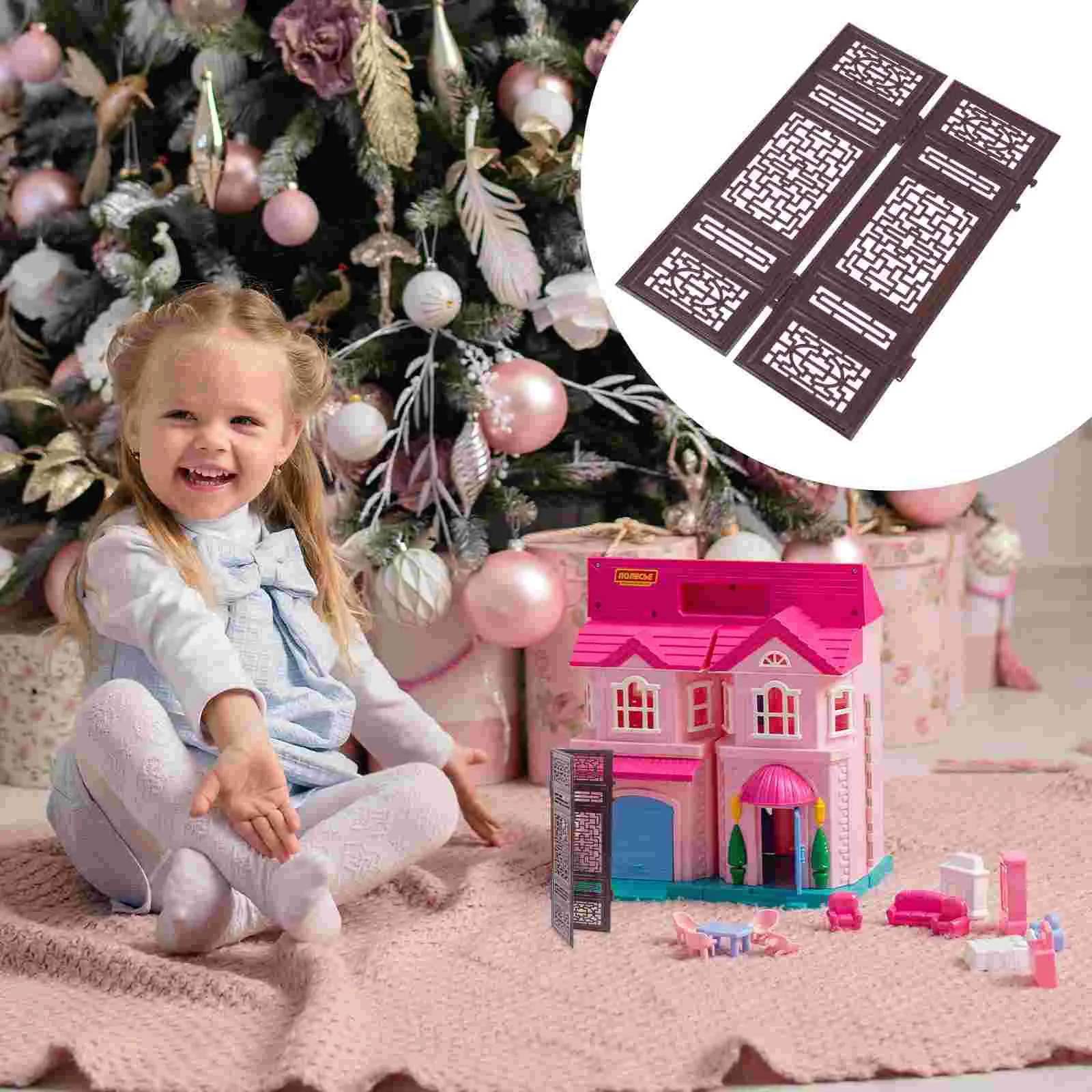 

Мини Китайская античная живопись складные экраны пластиковые экраны для кукольного домика традиционное китайское искусство декоративная панель разделитель