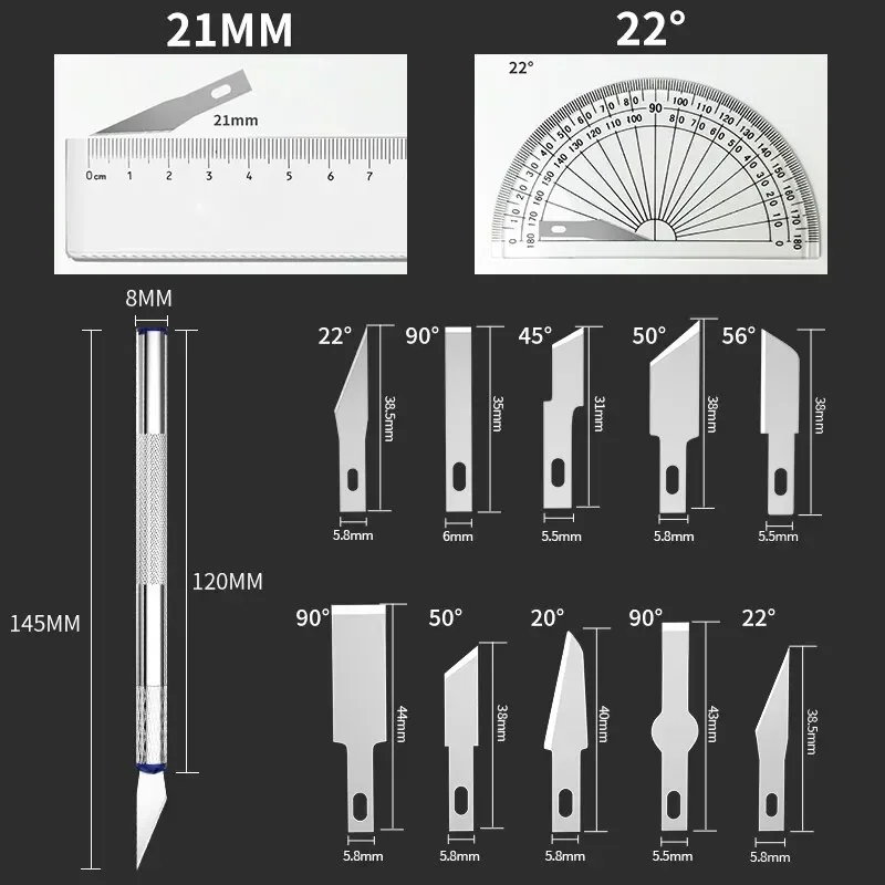 13Pcs Metal Carving Knife Pen Style Art Seal Paper Cutting Tool Set Non Slip DIY Precision Repair Kit