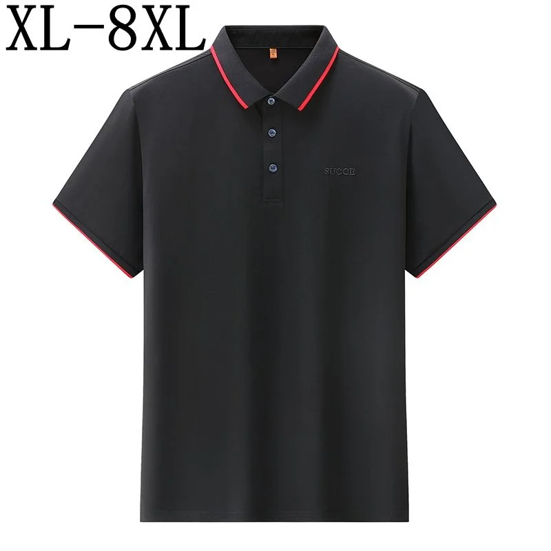 

8XL 7XL 6XL 2023 New Summer High End Business Polo Shirt Men Short Sleeve Loose Mens Polos Shirts Casual camisa masculina