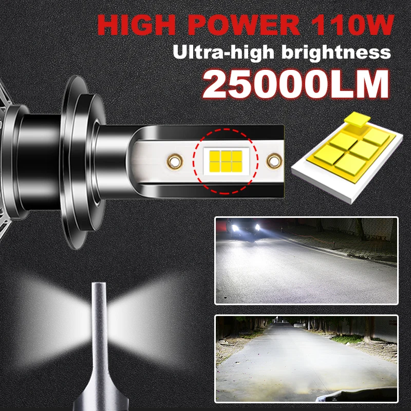 Led car lights led lights led bulbs led headlights led car headlights H7 LED Headlight Bulb Canbus 25000LM CSP Chip LED H4 H1 H11 H8 H9 9005 9006 HB3 HB4 800W 6000K PTF Ice Bulbs Turbo Fog Light 12V