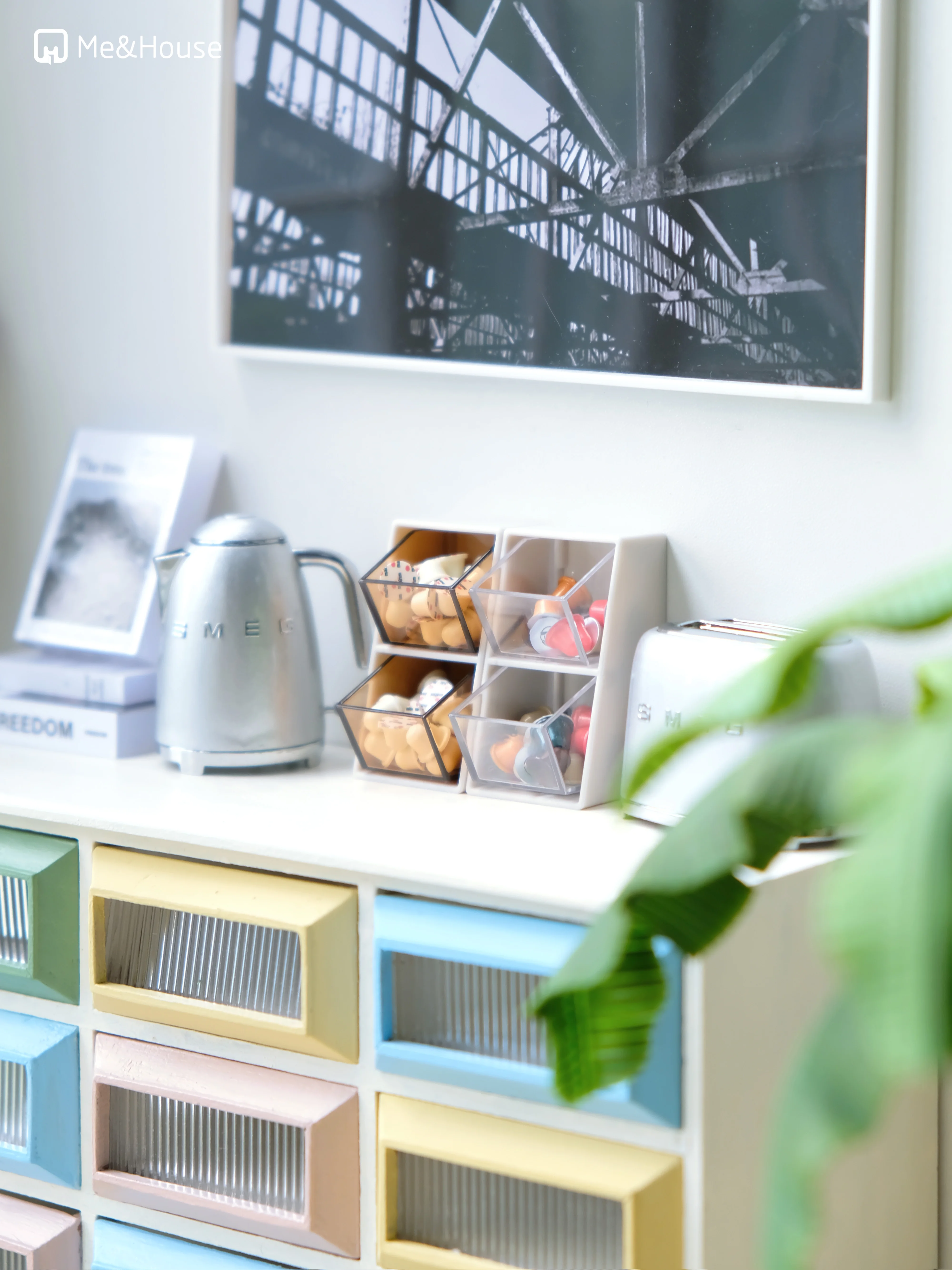 1/6 doll house model furniture accessories mini model  Capsule rack/coffee storage frame（The shell needs to be used with drawer） 4